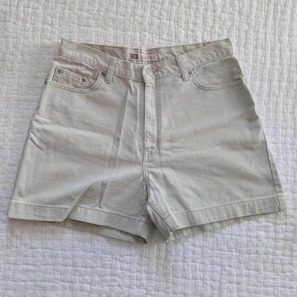 Vintage Faded Glory Cotton Denim High-Rise Mid-Length Beige Y2K Shorts Large